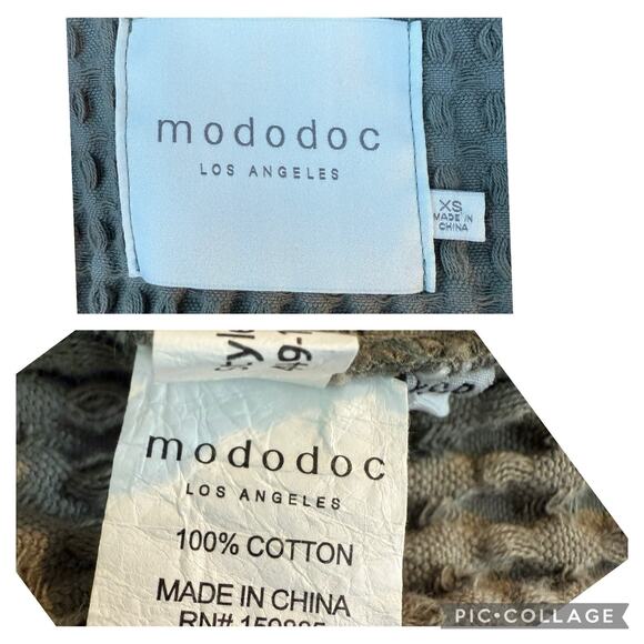 Mod-o-Doc Green Waffle Knit Hoodie Cardigan Sweater Coat XS Pockets 100% Cotton - Picture 10 of 13